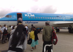 In de rij voor KLM
