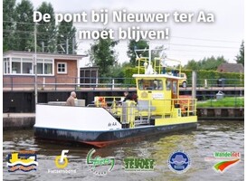 Scholieren teken de petitie voor behoud van pont bij Nieuwer ter Aa 